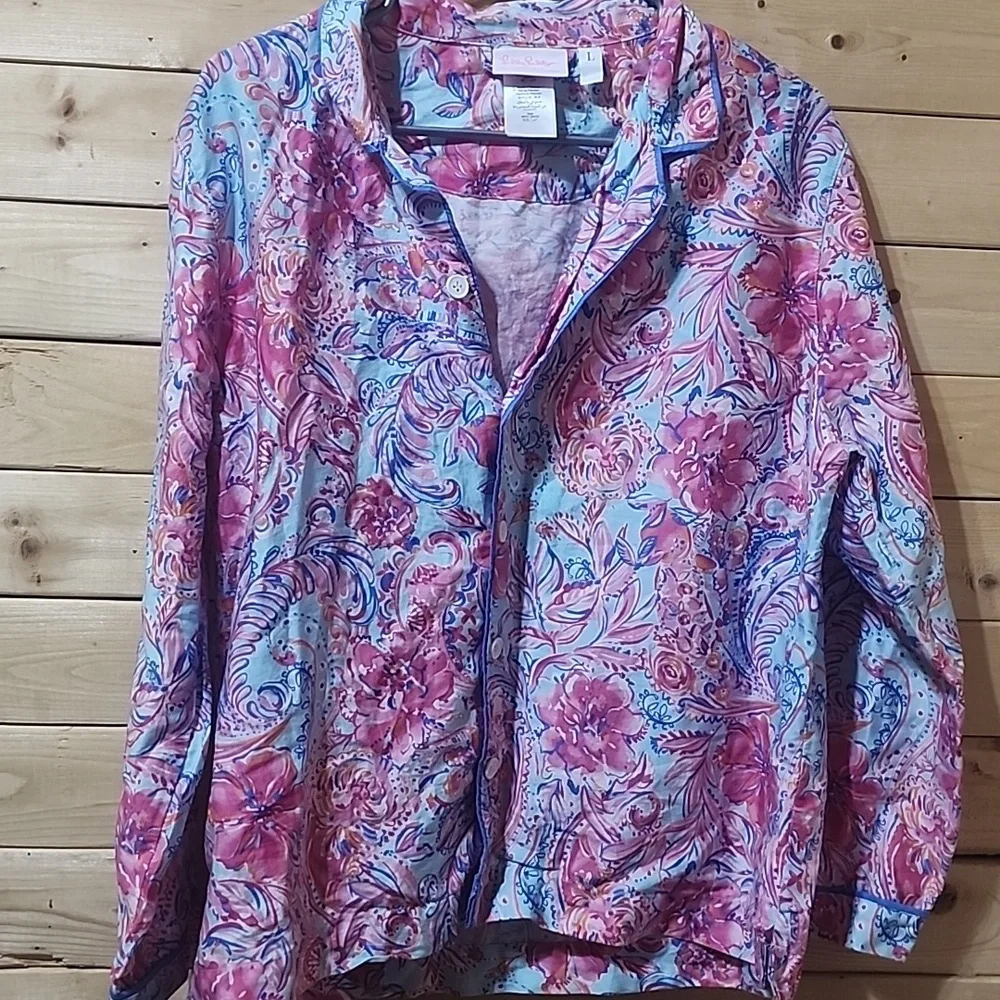Pottery Barn Teen Lilly Pulitzer Floral Pajama Top Size Large